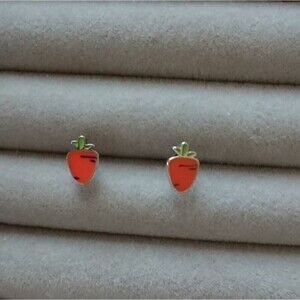 Whimsical cute carrots sterling silver earrings